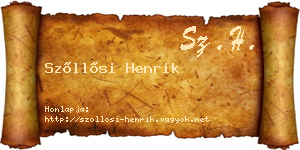 Szőllősi Henrik névjegykártya